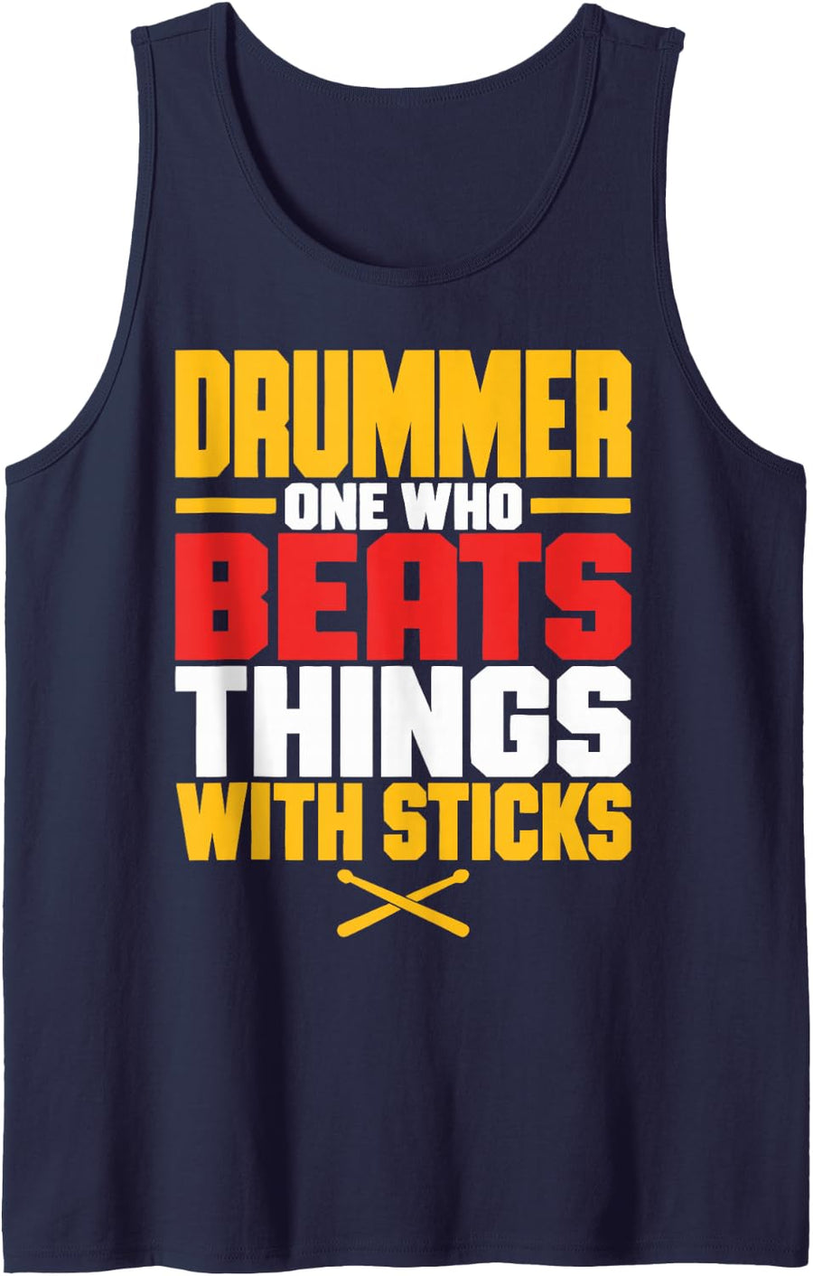 Funny Drummer Percussion Drum Kit Drumming Sleeveless Tank Top - Navy Blue