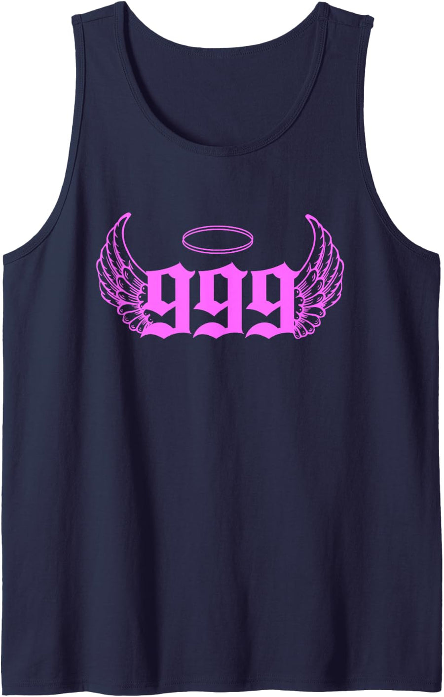 999 Angel Number Pinkish Sleeveless Tank Top - Navy Blue