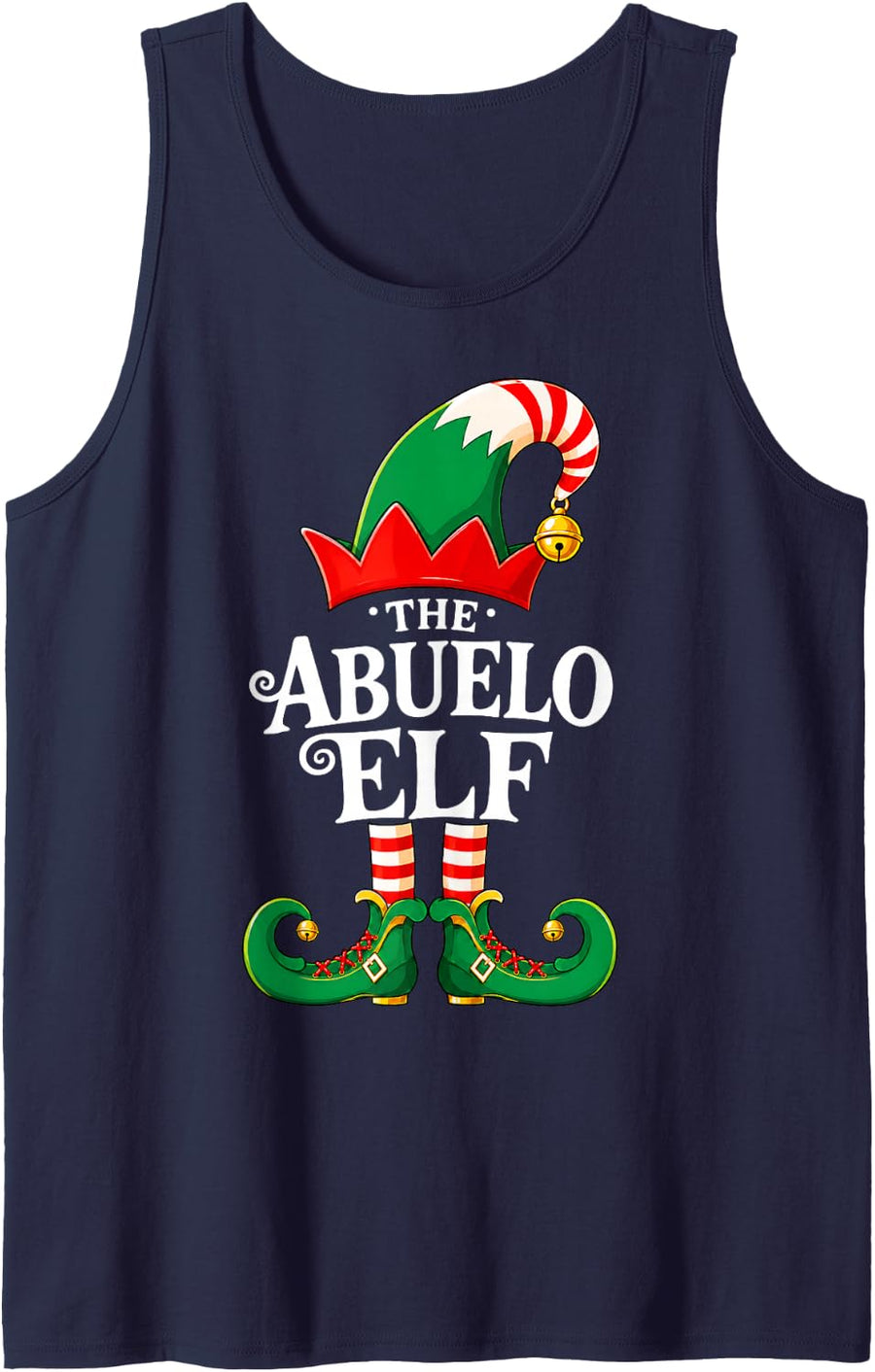 Abuelo Elf Christmas Matching Family Elf Squad Xmas Pajama Tank Top - Navy Blue