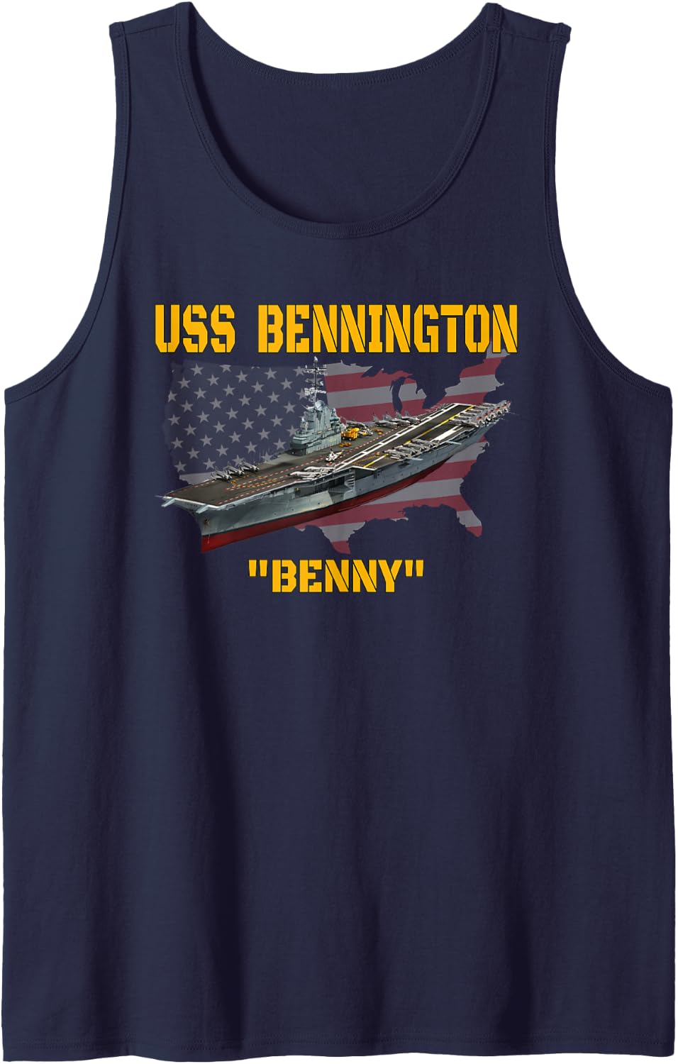 USS Bennington Aircraft Carrier Veterans Day Father Grandpa Sleeveless Tank Top - Navy Blue