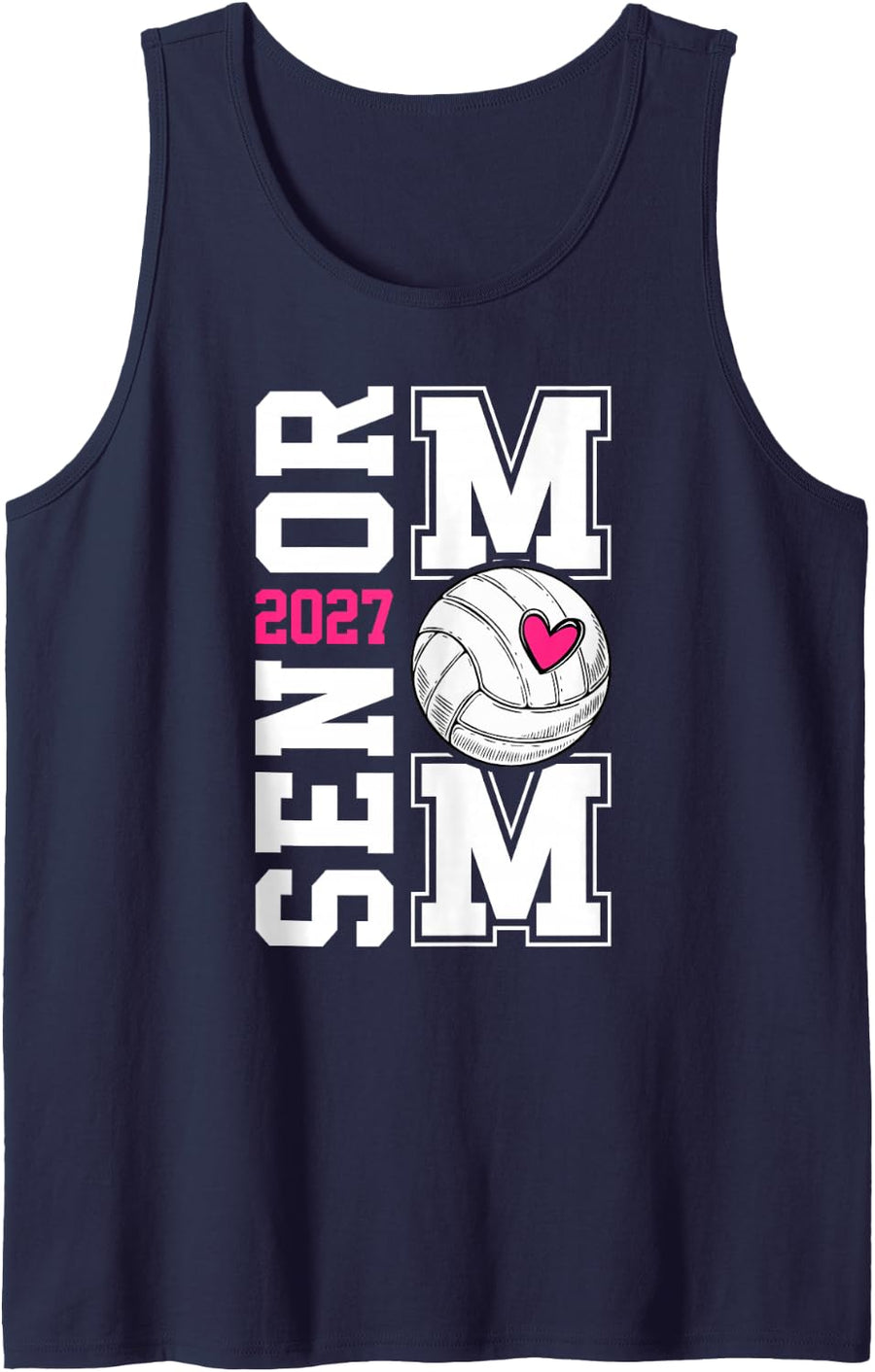 Volleyball Senior Mom 2027 Mom of A Senior Volleyball Player Sleeveless Tank Top - Navy Blue