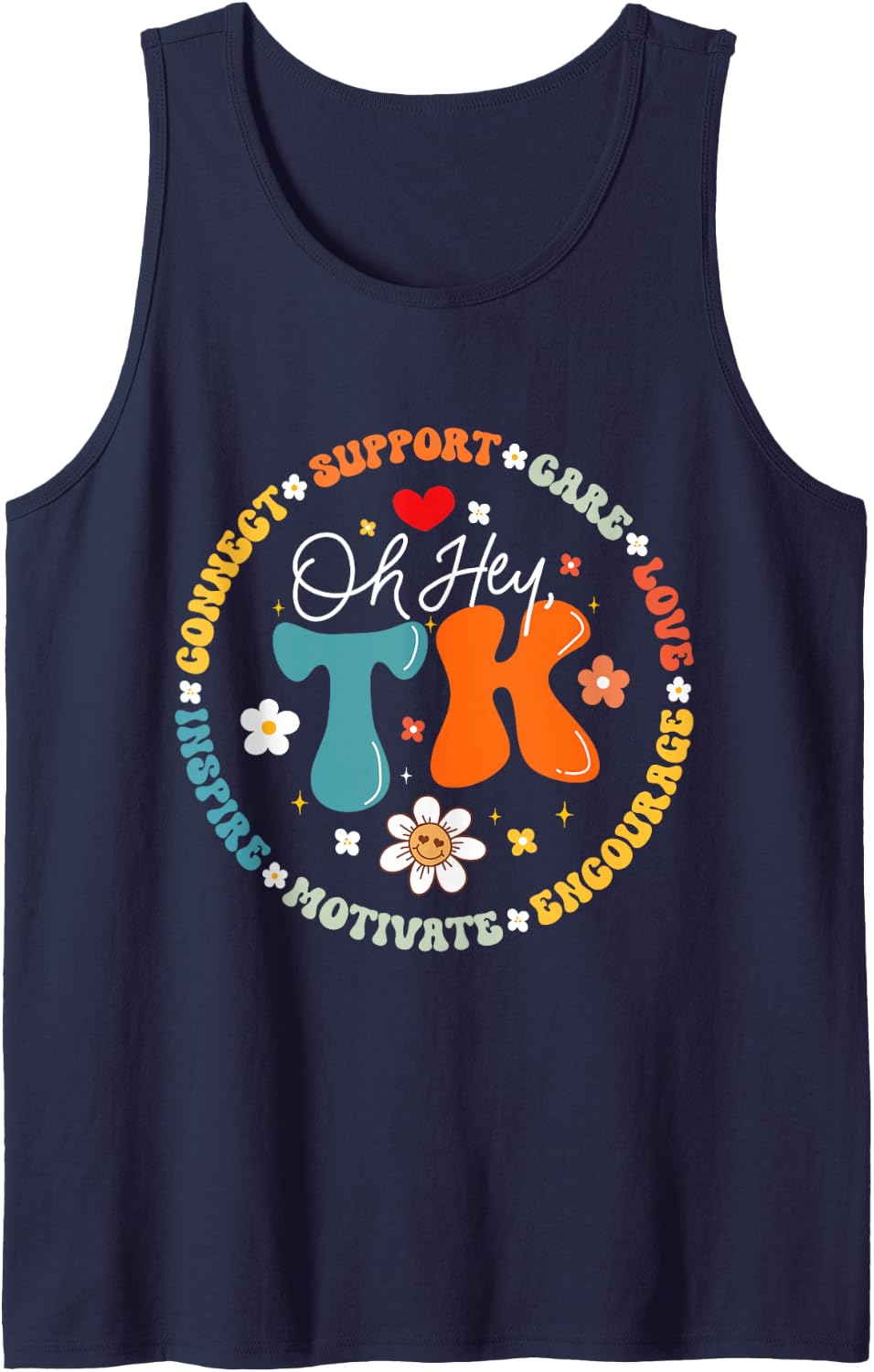 OH Hey TK Squad Transitional-Kindergarten Back to School Tank Top - Navy Blue