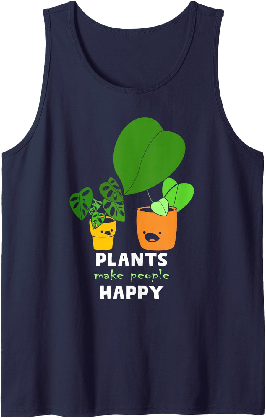 Plants Make People Happy Gardener Gardening Gift Sleeveless Tank Top - Navy Blue