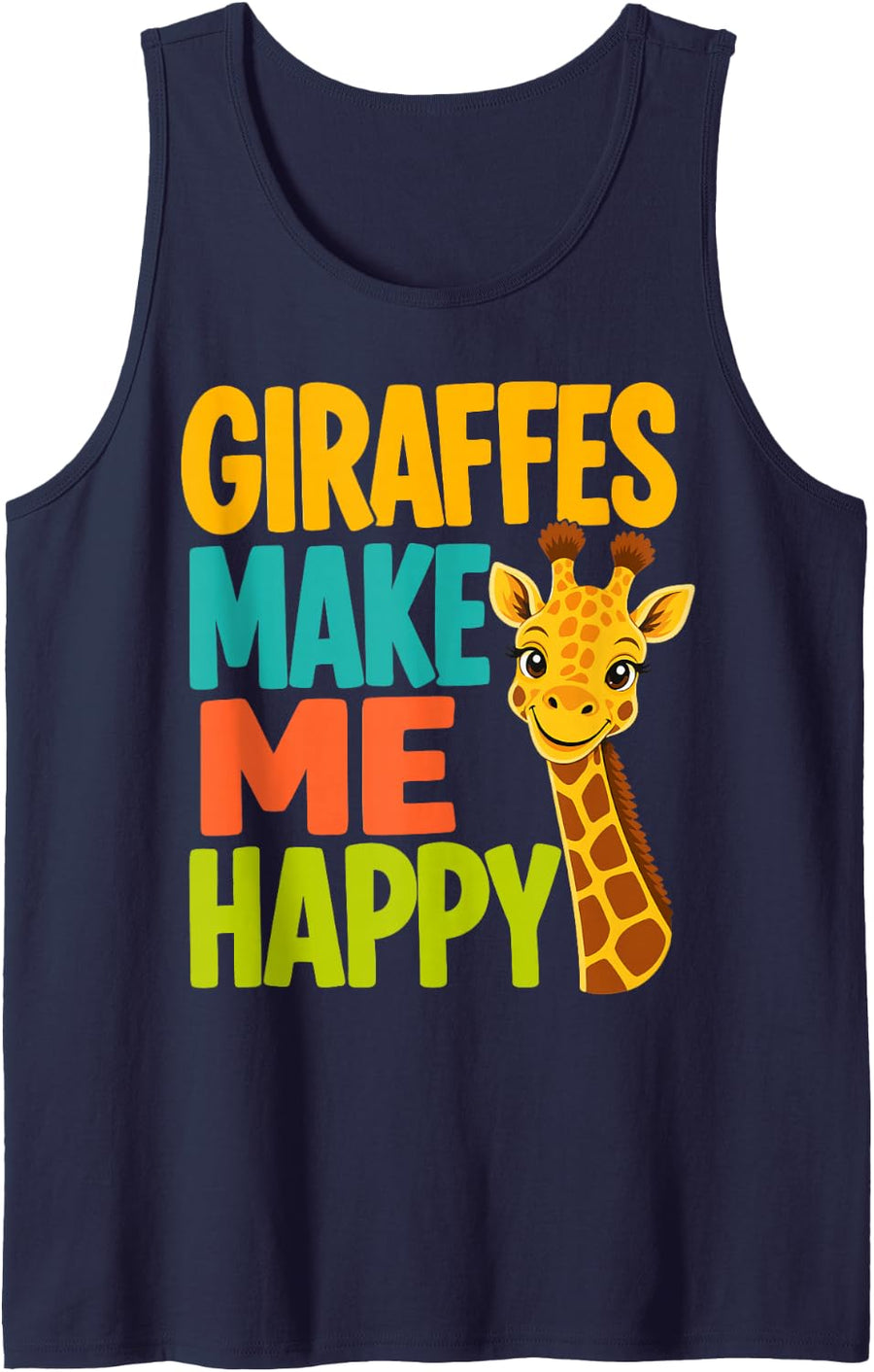 Fun Giraffe Lover Sleeveless Tank Top - Navy Blue