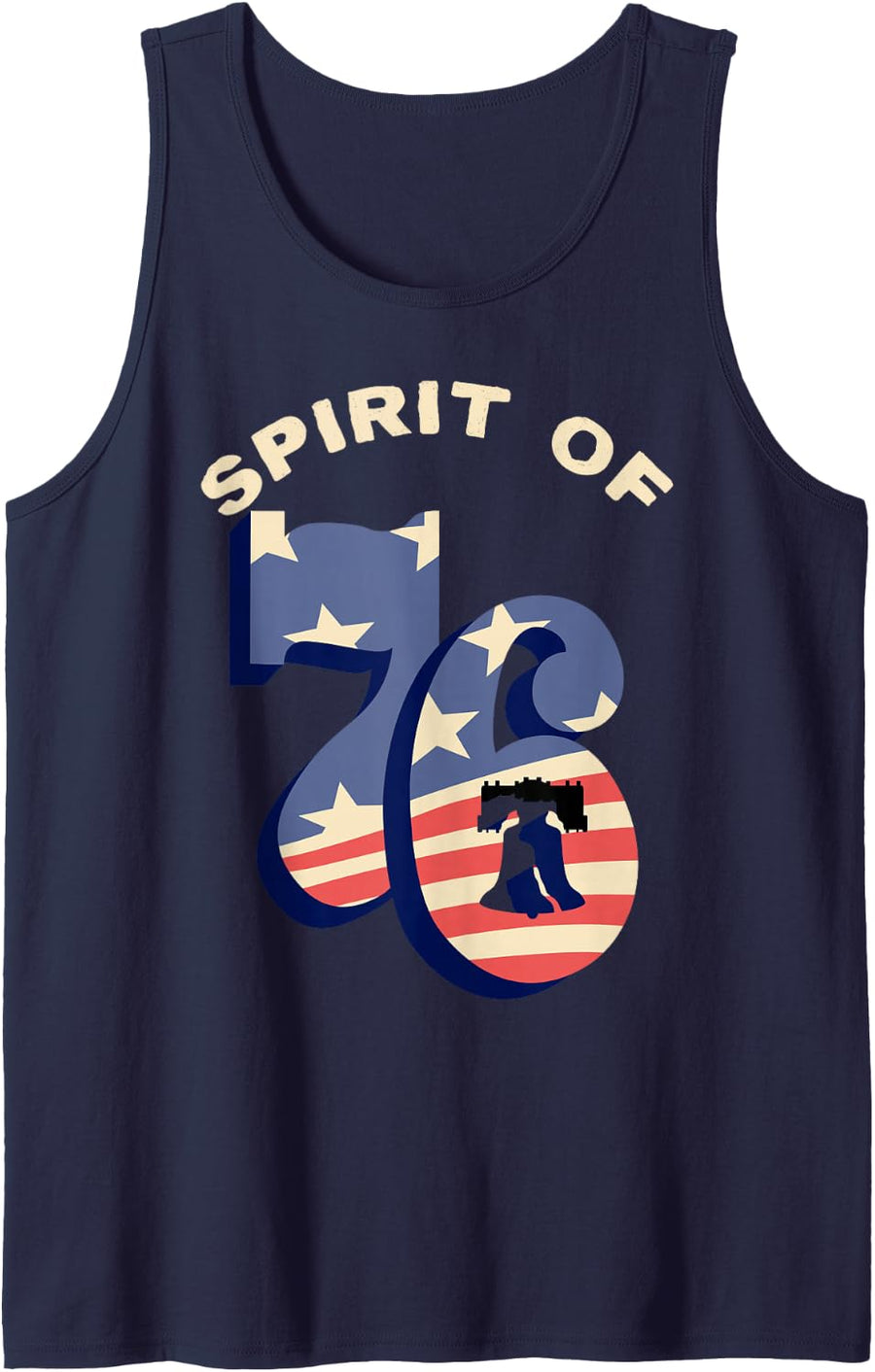 The Spirit of 76 Patriotic Vintage Retro Tank Top - Navy Blue
