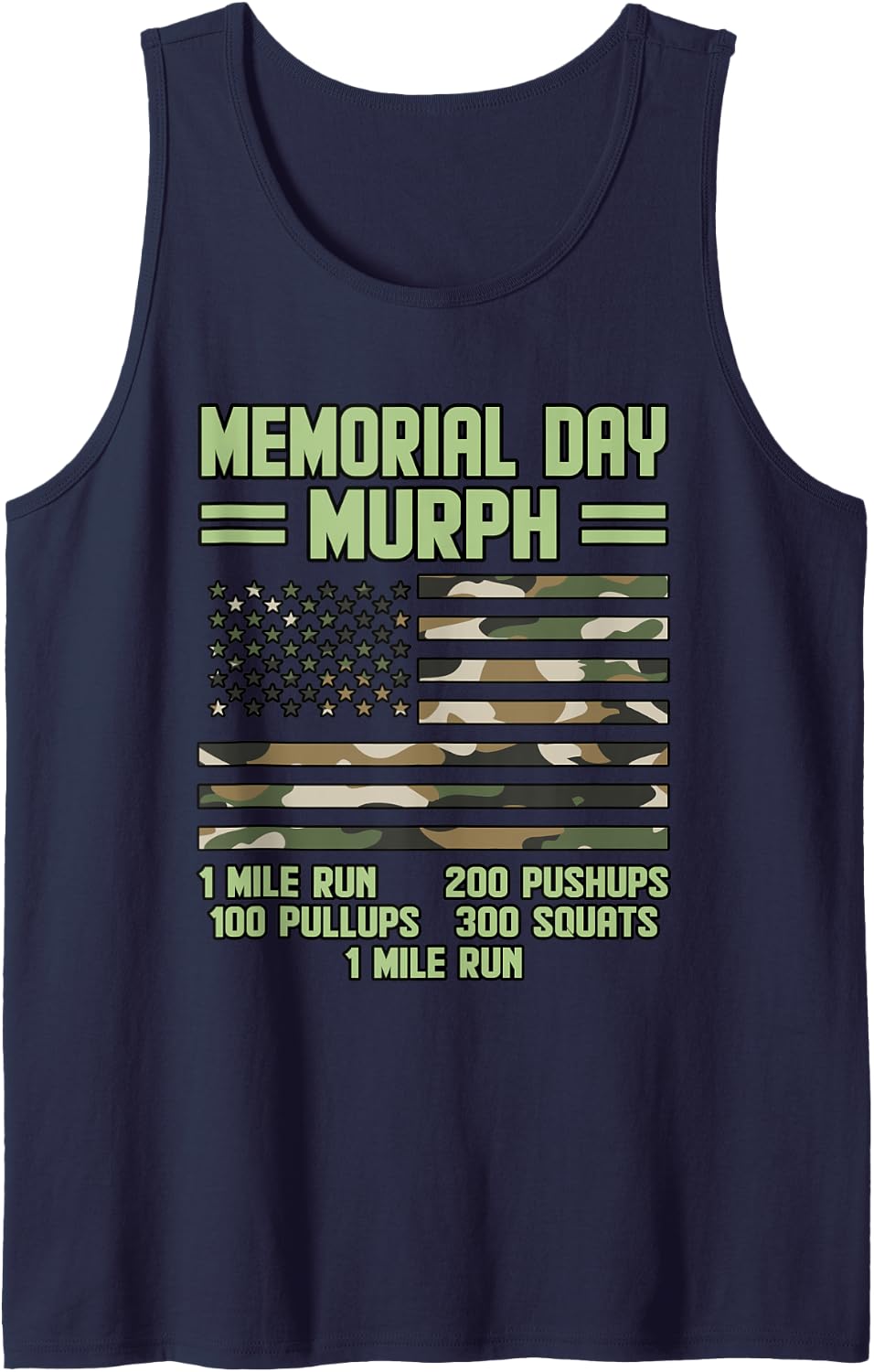 Memorial Day Murph Mile Run Veteran Graphic Tank Top - Navy Blue