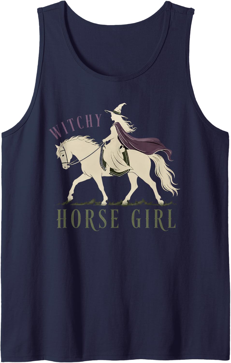 Witchy Horse Girl Halloween Costume Sleeveless Tank Top - Navy Blue