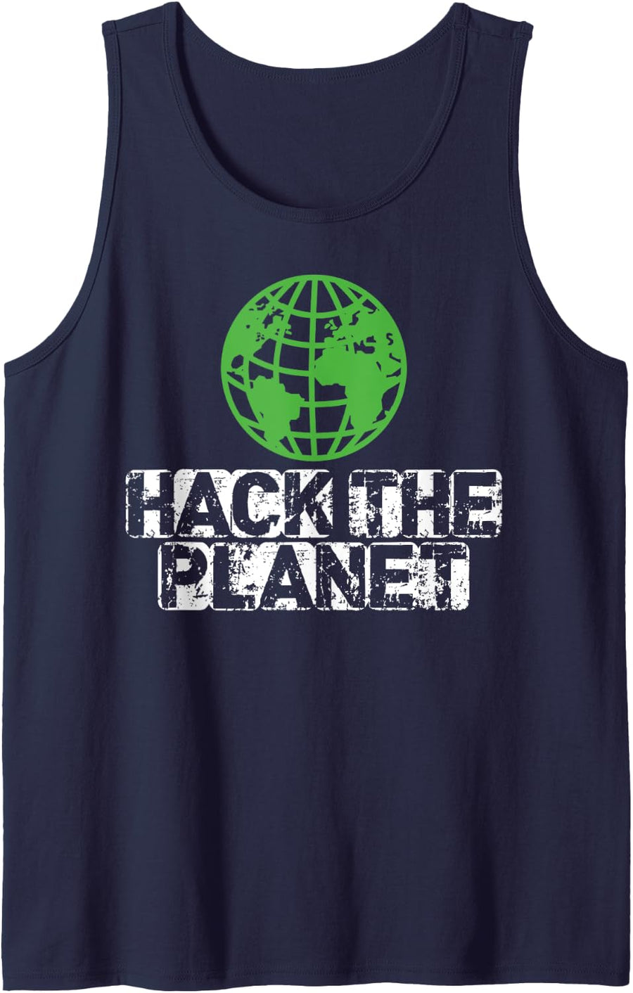 Hack The Planet Cybersecurity Hacker Coding IT Tech Tank Top - Navy Blue