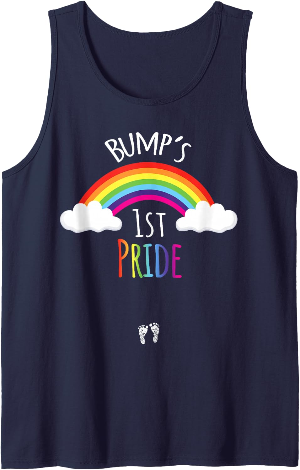 Gay Pride Pregnancy Reveal Bump's 1st Pride Pregnant Mom Tank Top - Navy Blue
