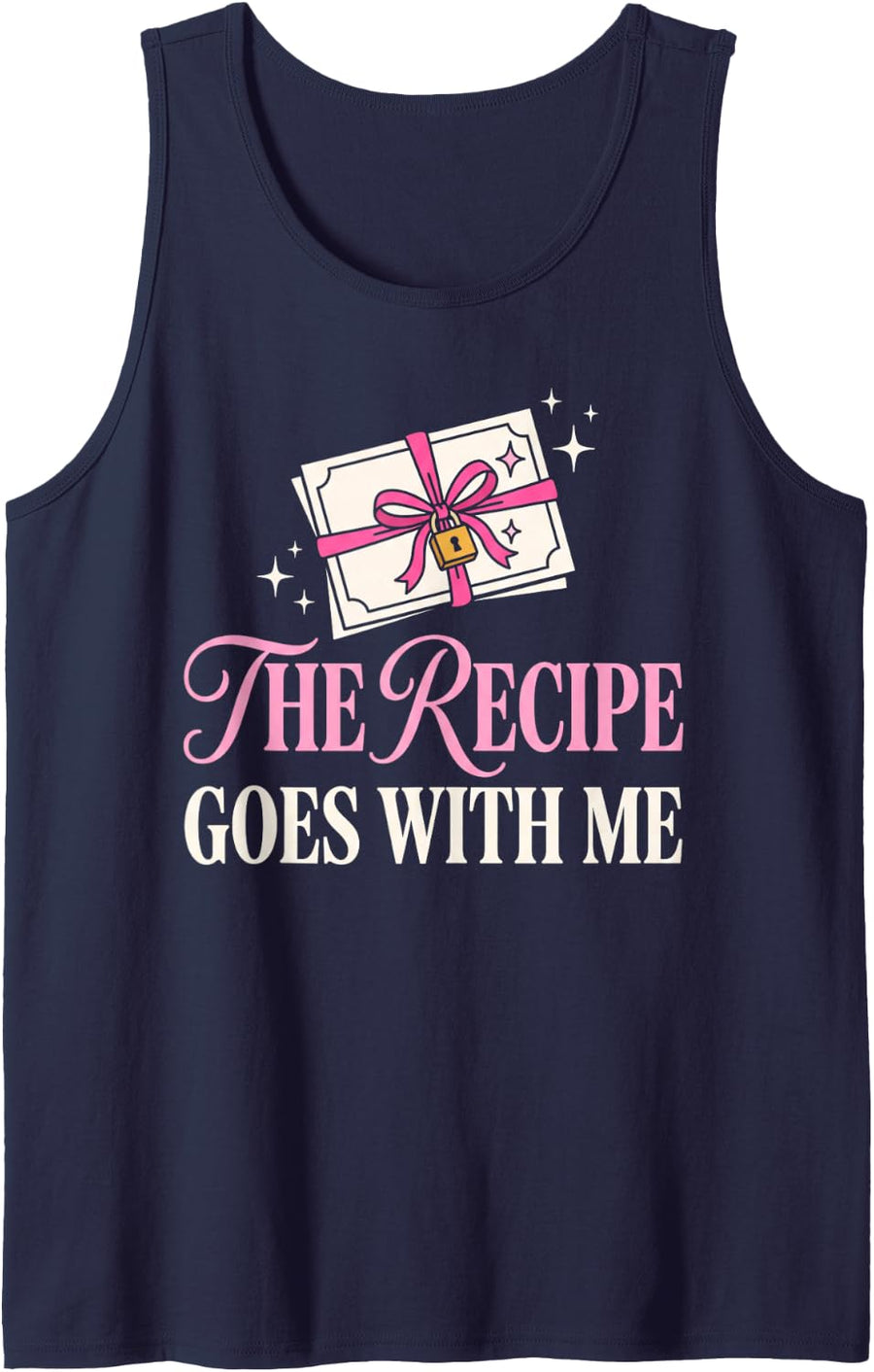 The Recipe Goes with Me Secret Humor Sleeveless Tank Top - Navy Blue