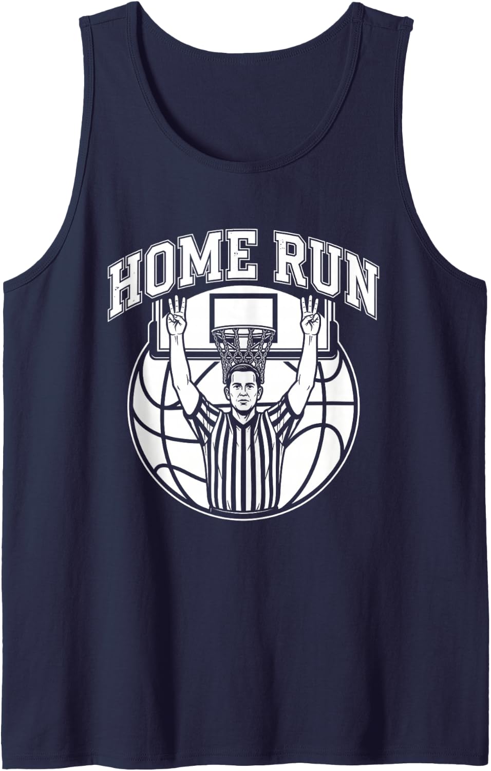 Home Run Tshirt Basketball Referee Funny Baseball Touchdown Sleeveless Tank Top - Navy Blue