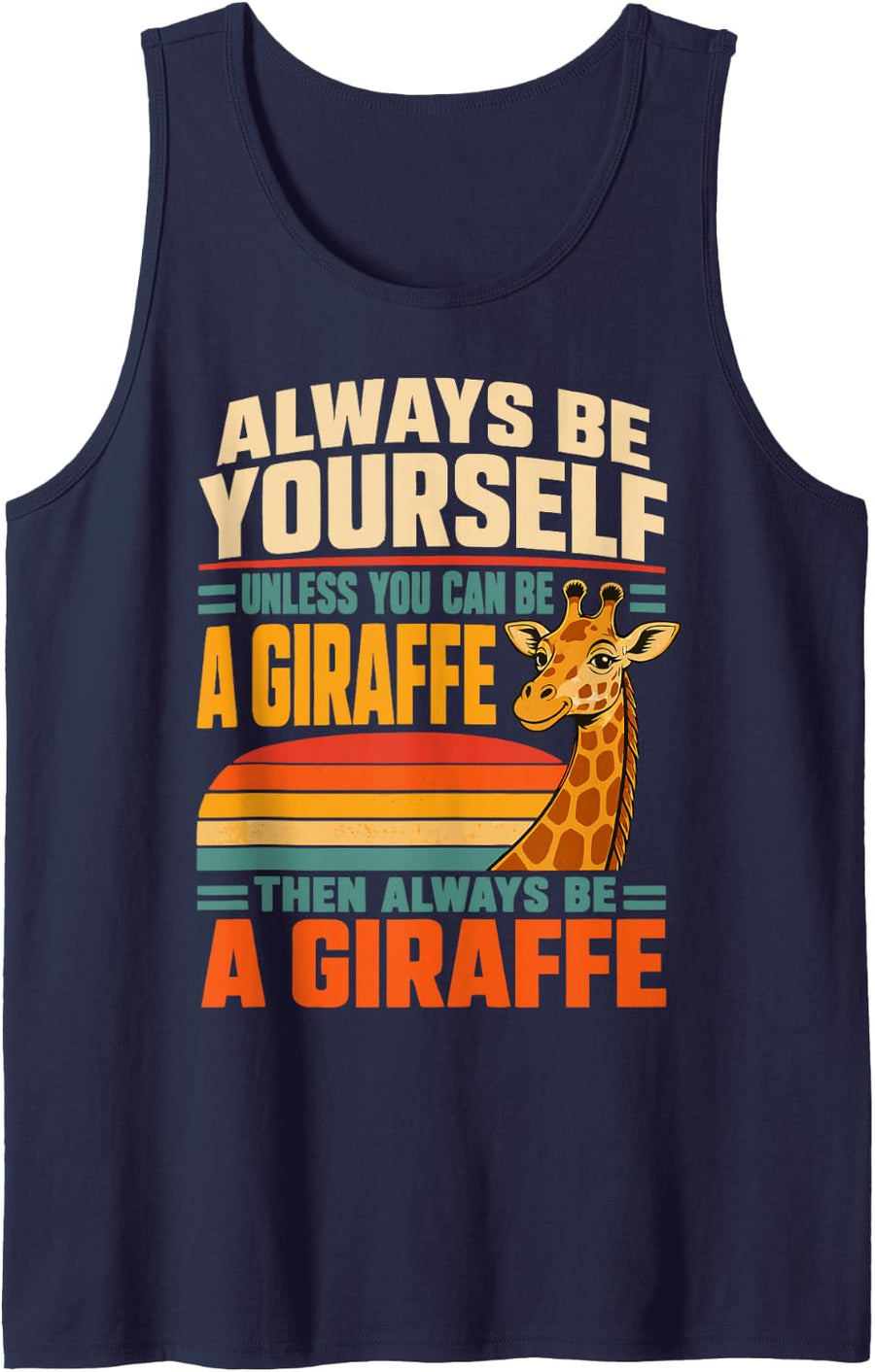 Funny Giraffe Lover Cute Safari Animal African Wildlife Sleeveless Tank Top - Navy Blue