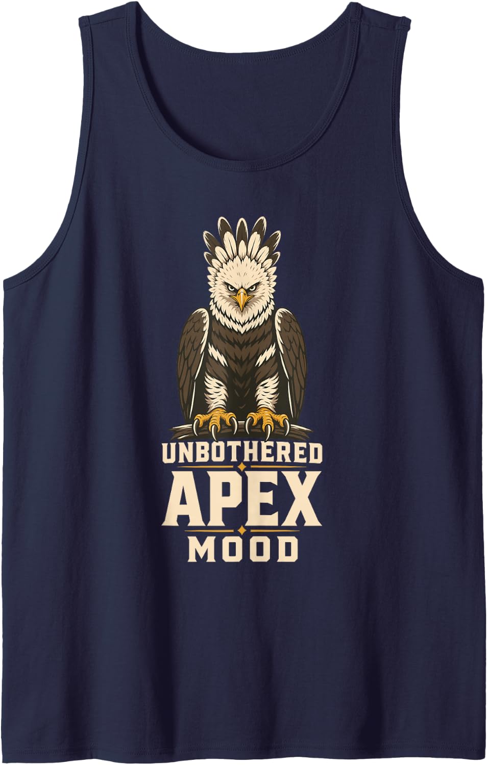 Unbothered Apex Mood Bald Eagle Bird Sleeveless Tank Top - Navy Blue