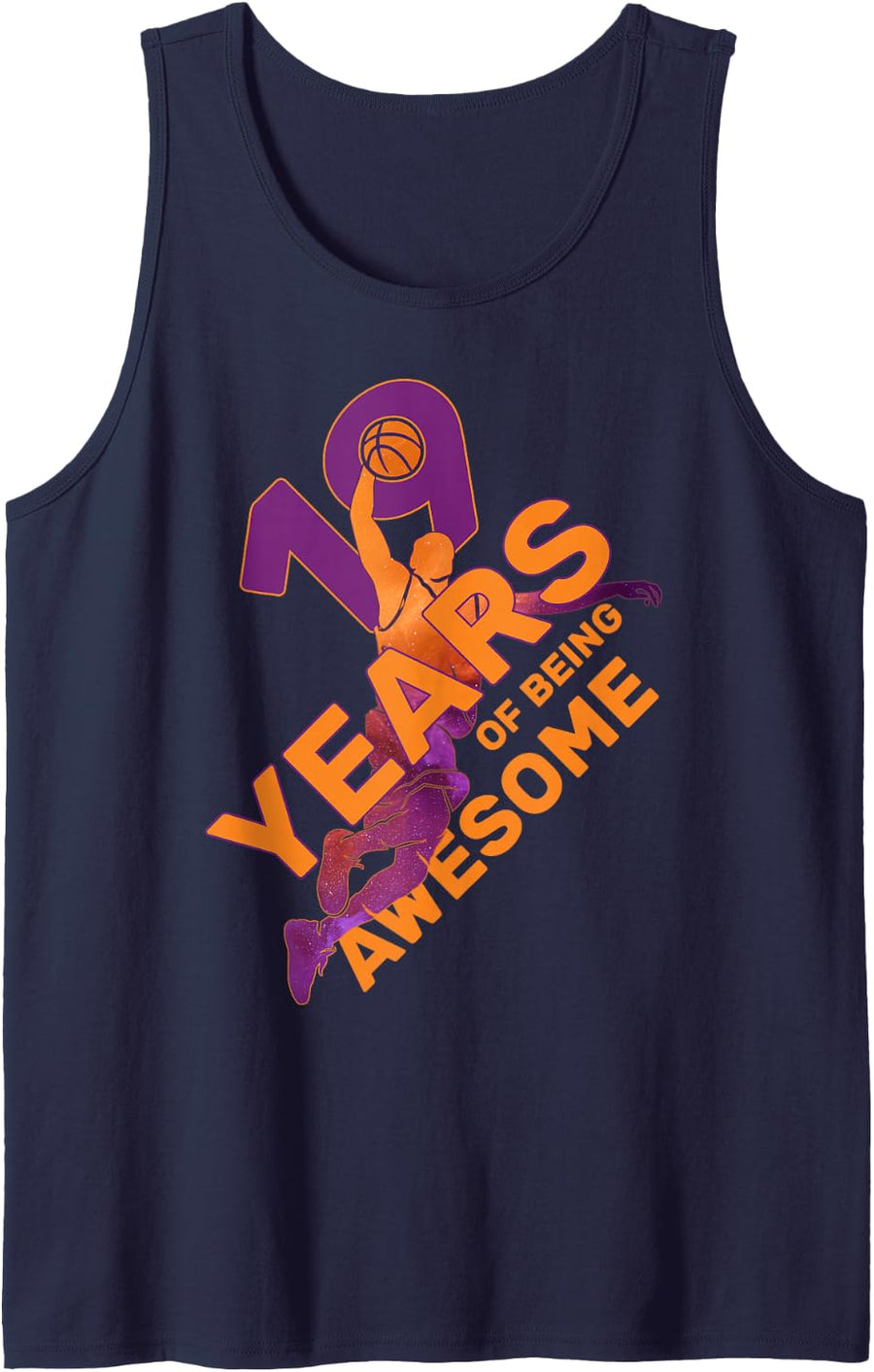 19 Years of Being Awesome Basketball 19TH Birthday Tank Top - Navy Blue