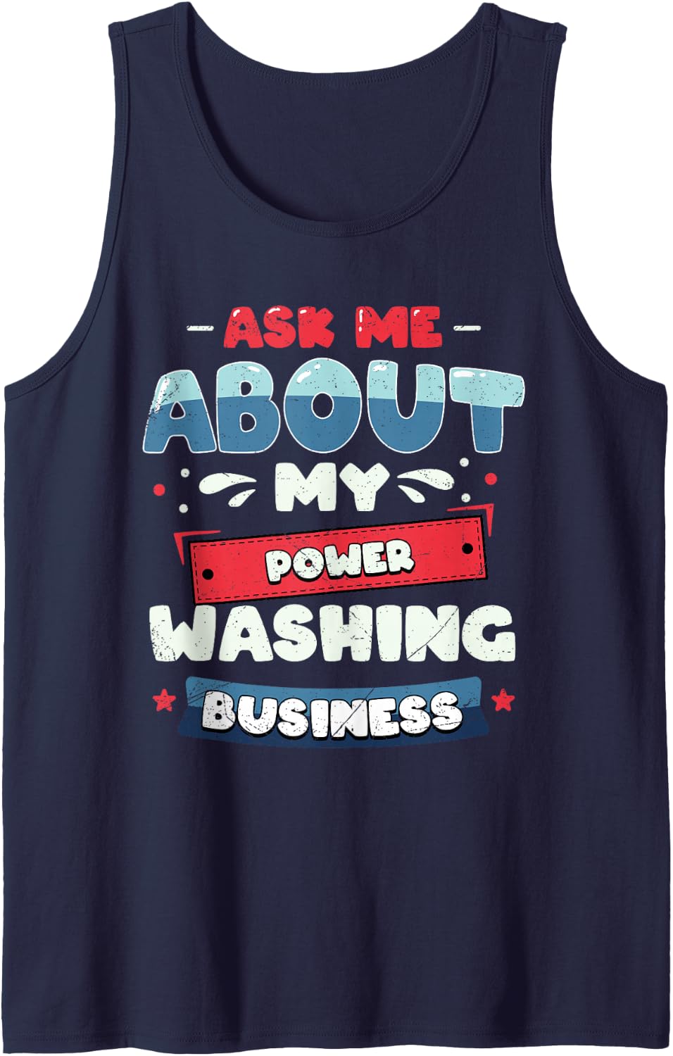Power Washing Business Sleeveless Tank Top - Navy Blue