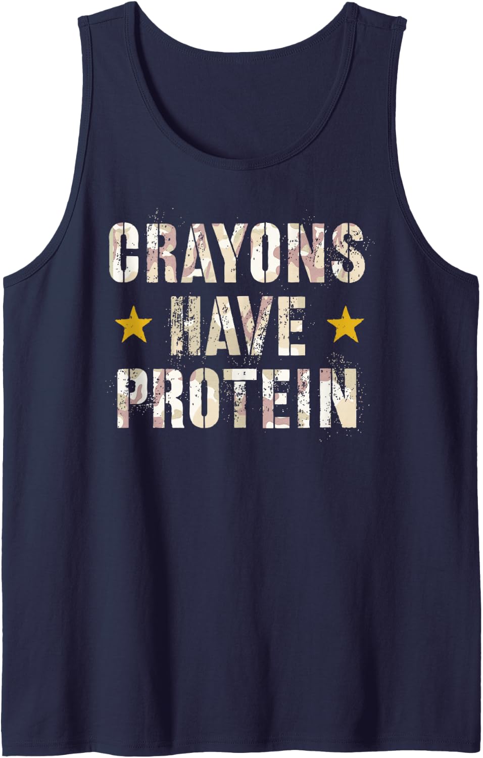 Cute Crayons Have Protein Military Squad Dog Veteran Humor Sleeveless Tank Top - Navy Blue