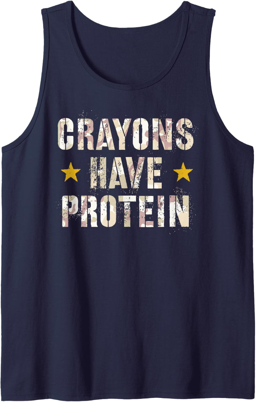 Cute Crayons Have Protein Military Squad Dog Veteran Humor Sleeveless Tank Top - Navy Blue