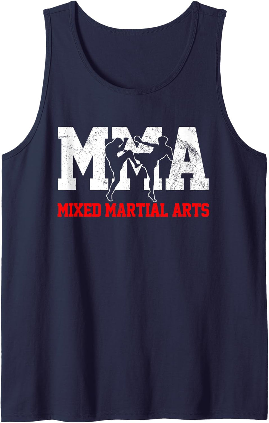 Retro Sports Jersey MMA Kickboxing Fighter Tank Top - Men-Adults - Unisex - Sleeveless - Black - XL - 3XL - Navy Blue