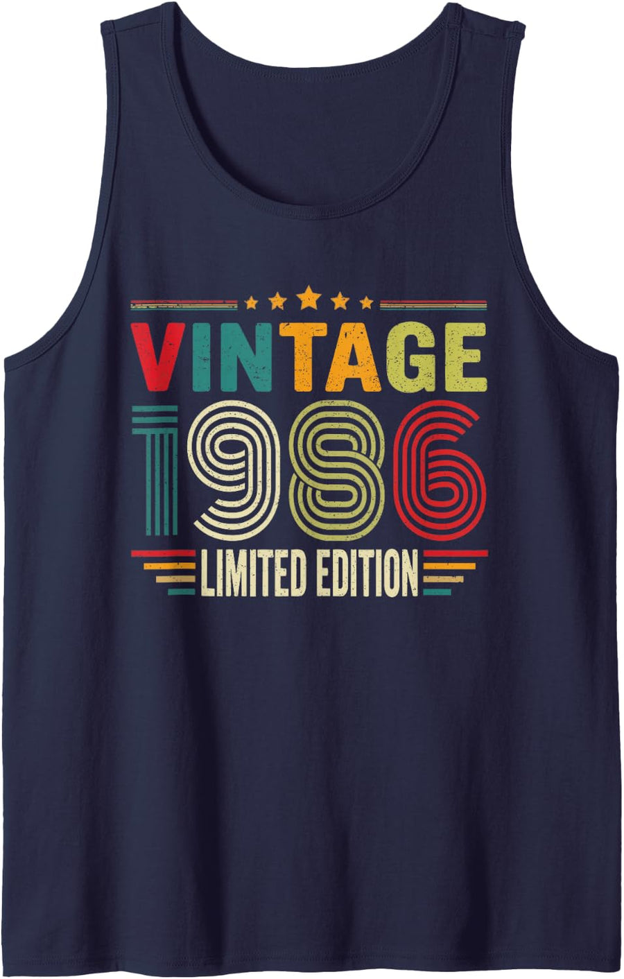 Vintage 1986 Limited Edition Classic Year Birth of Birthday Sleeveless Tank Top - Navy Blue