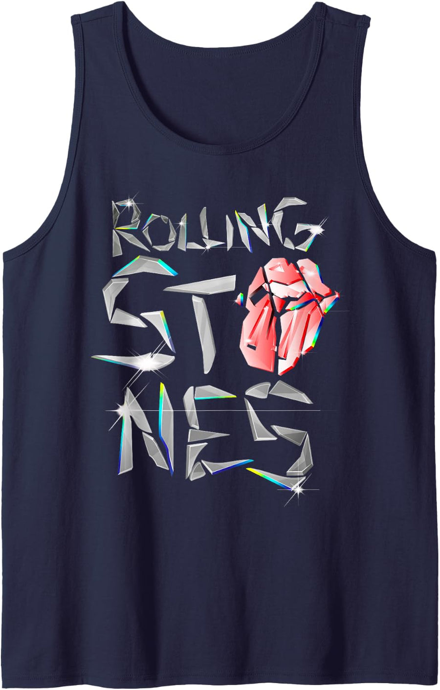 Official The Rolling Stones Glass Logo Tank Top - Navy Blue