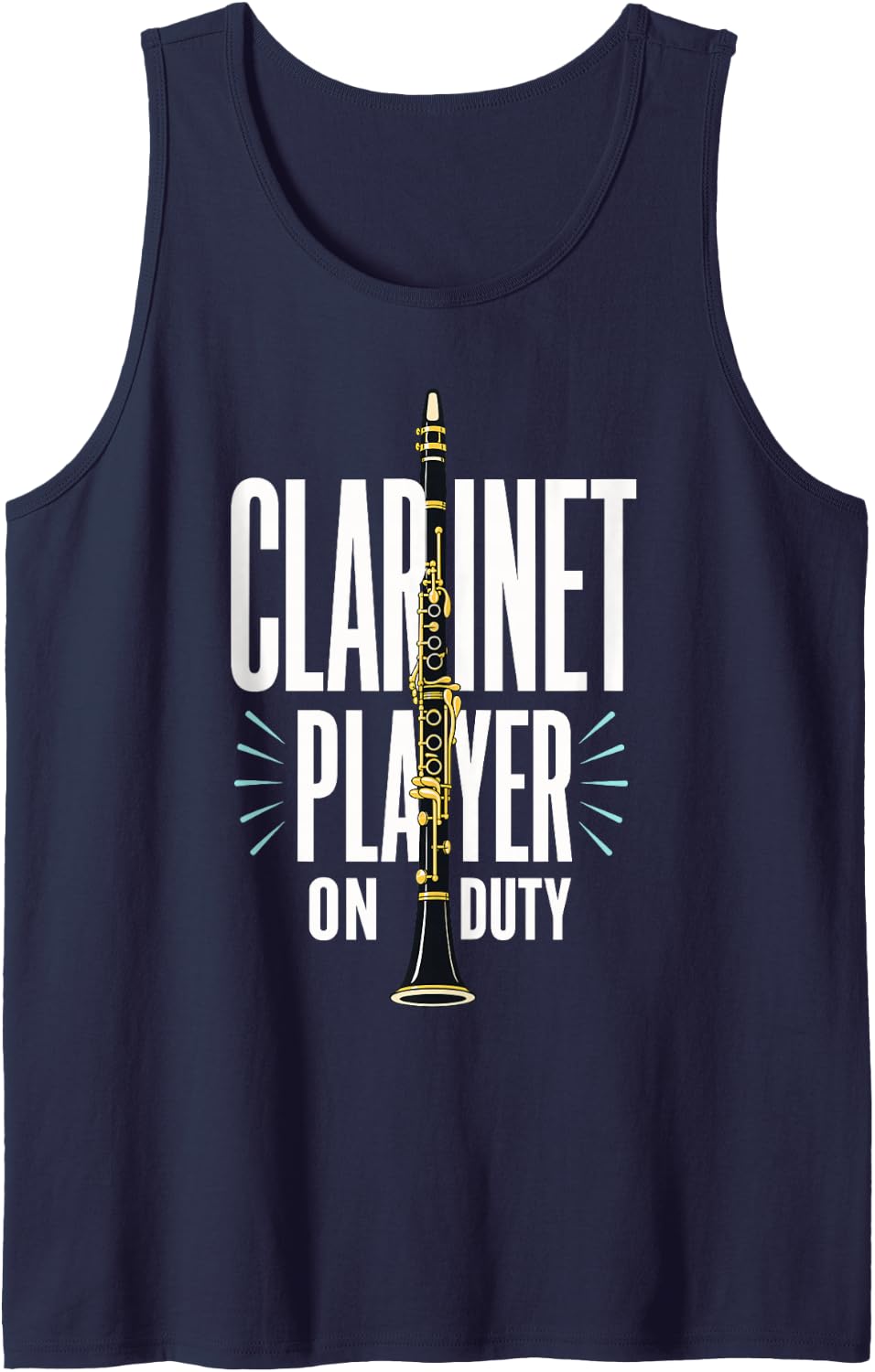 Clarinet Player On Duty Musician Band Orchestra Sleeveless Tank Top - Navy Blue