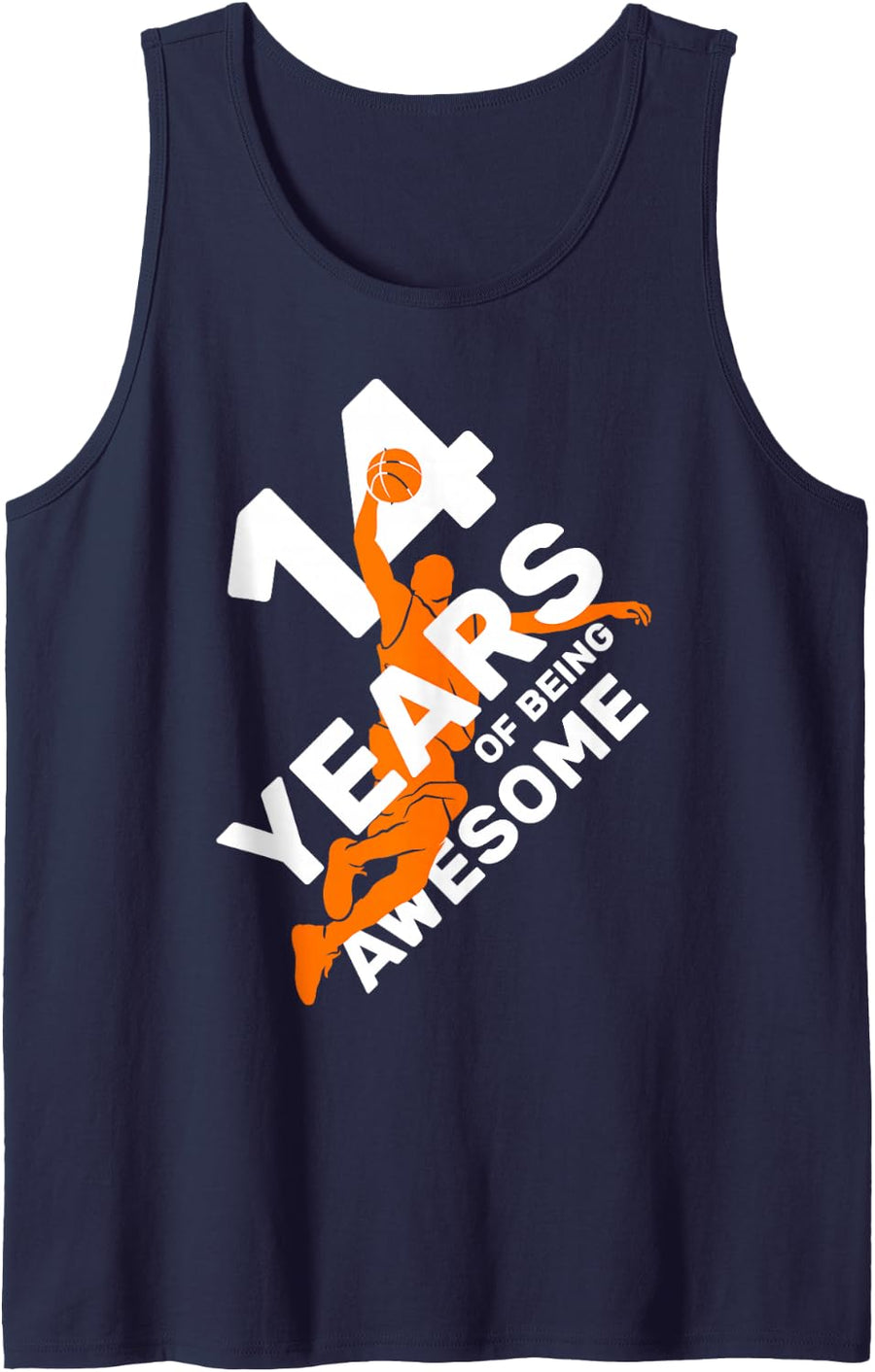 14 Years of Being Awesome Basketball 14TH Birthday Tank Top - Navy Blue