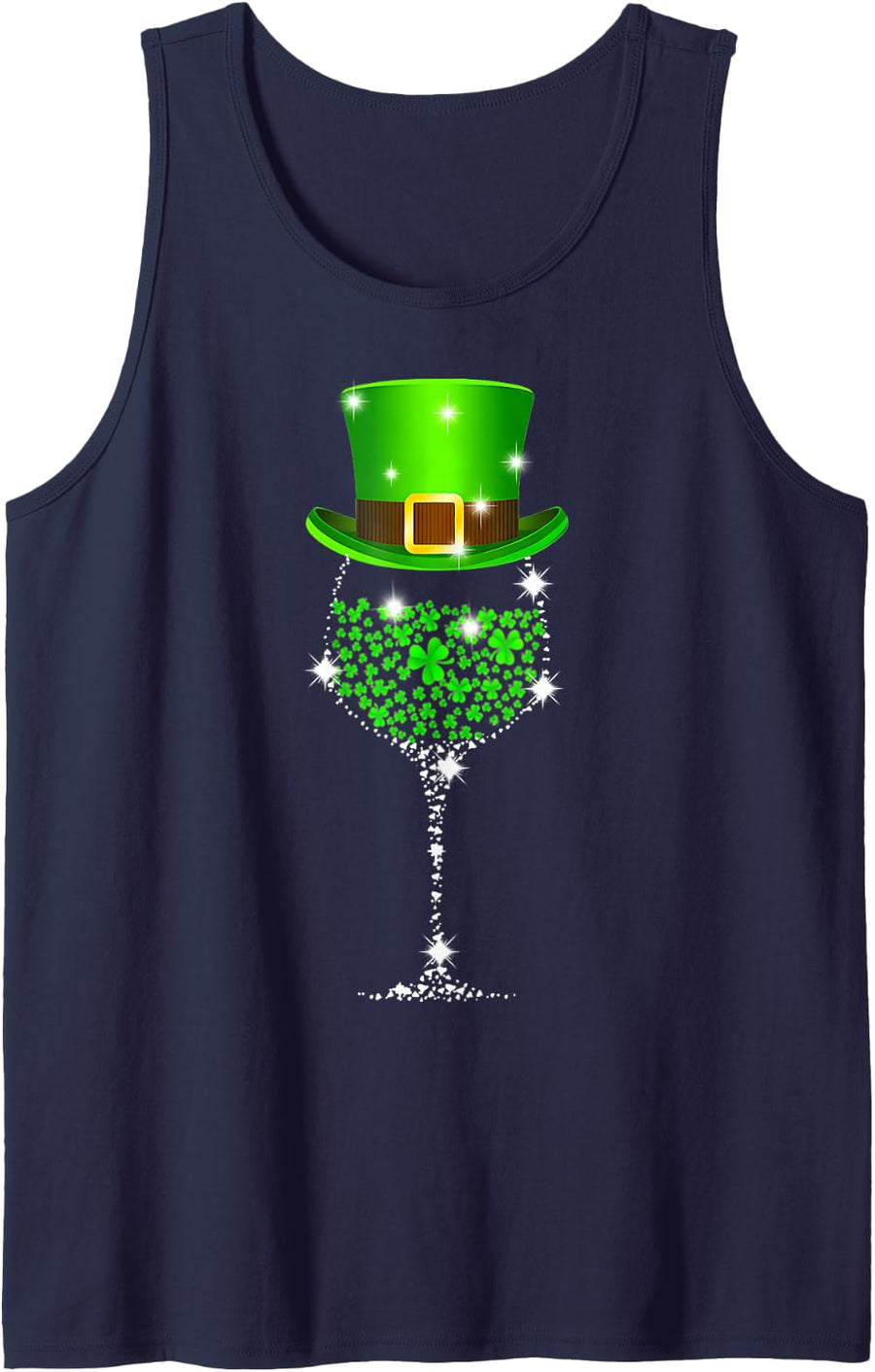 St Patrick's Day Shamrock Wine for Women Men Sleeveless Tank Top - Navy Blue