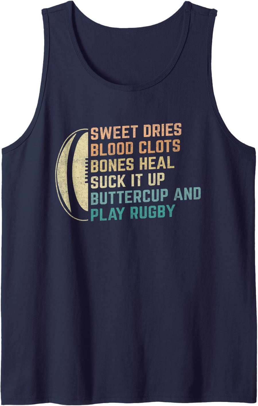 Team Player Ball Sport Buttercup and Play Rugby Sleeveless Tank Top - Navy Blue