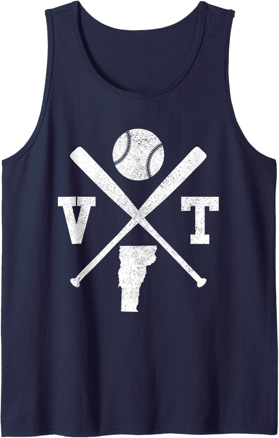 VT USA State - Baseball Player Vermont Tank Top - Navy Blue