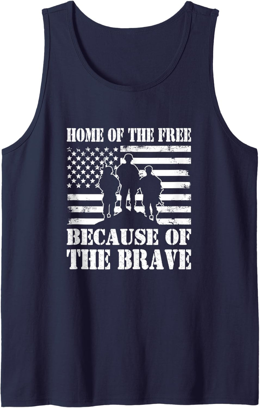Patriotic Home of the Free Because Brave Sleeveless Tank Top - Navy Blue