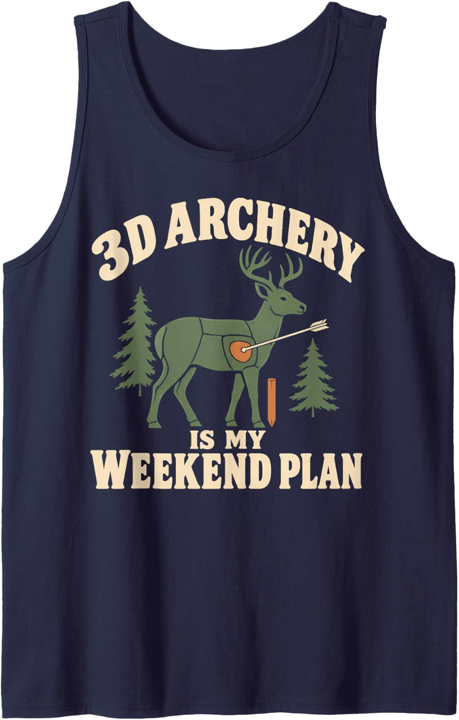 3D Archery Archer Competition Tournament Gift Sleeveless Tank Top - Navy Blue