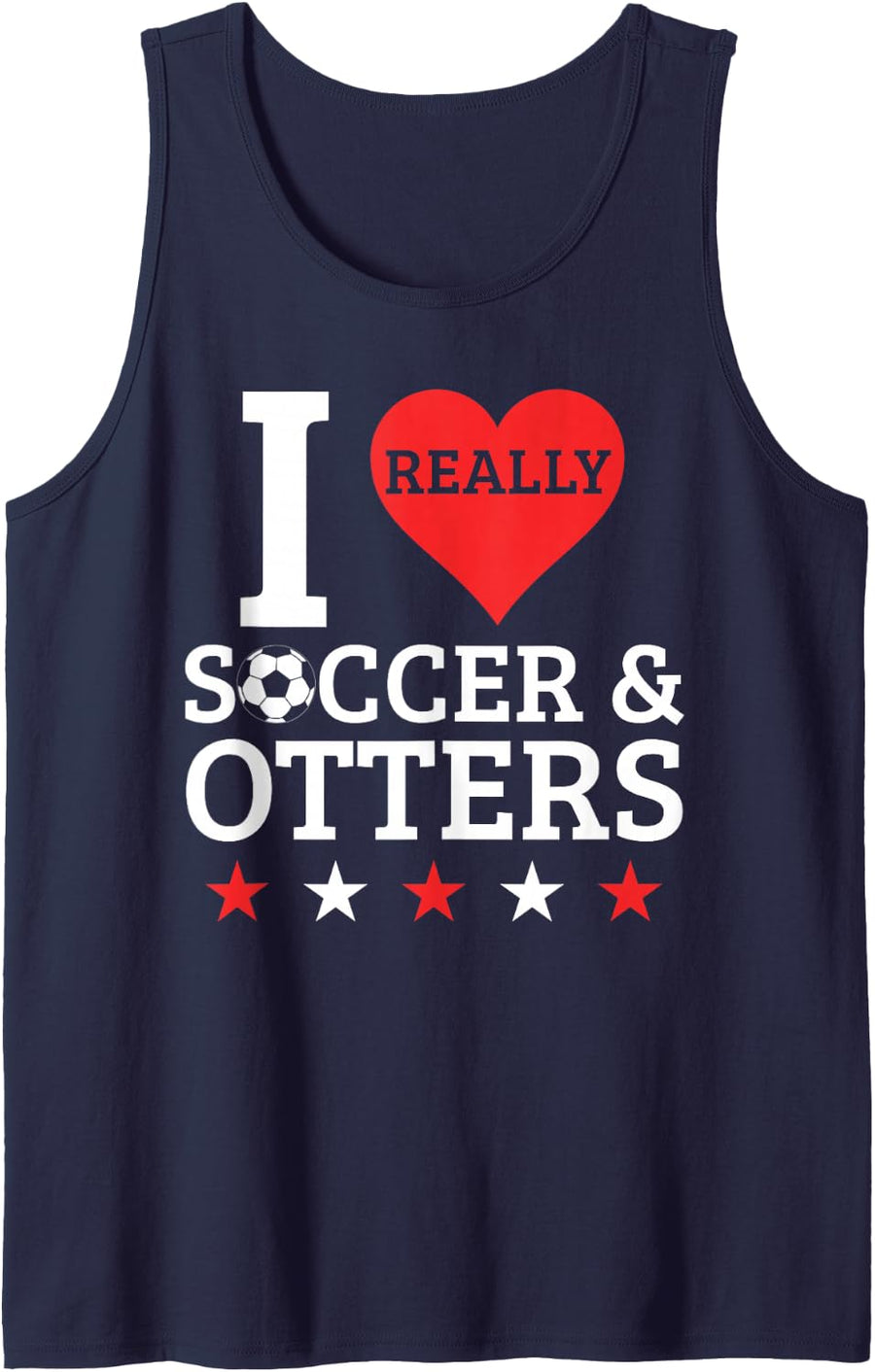 I Love Soccer and Otters Funny Football Otter Lover Sleeveless Tank Top - Navy Blue