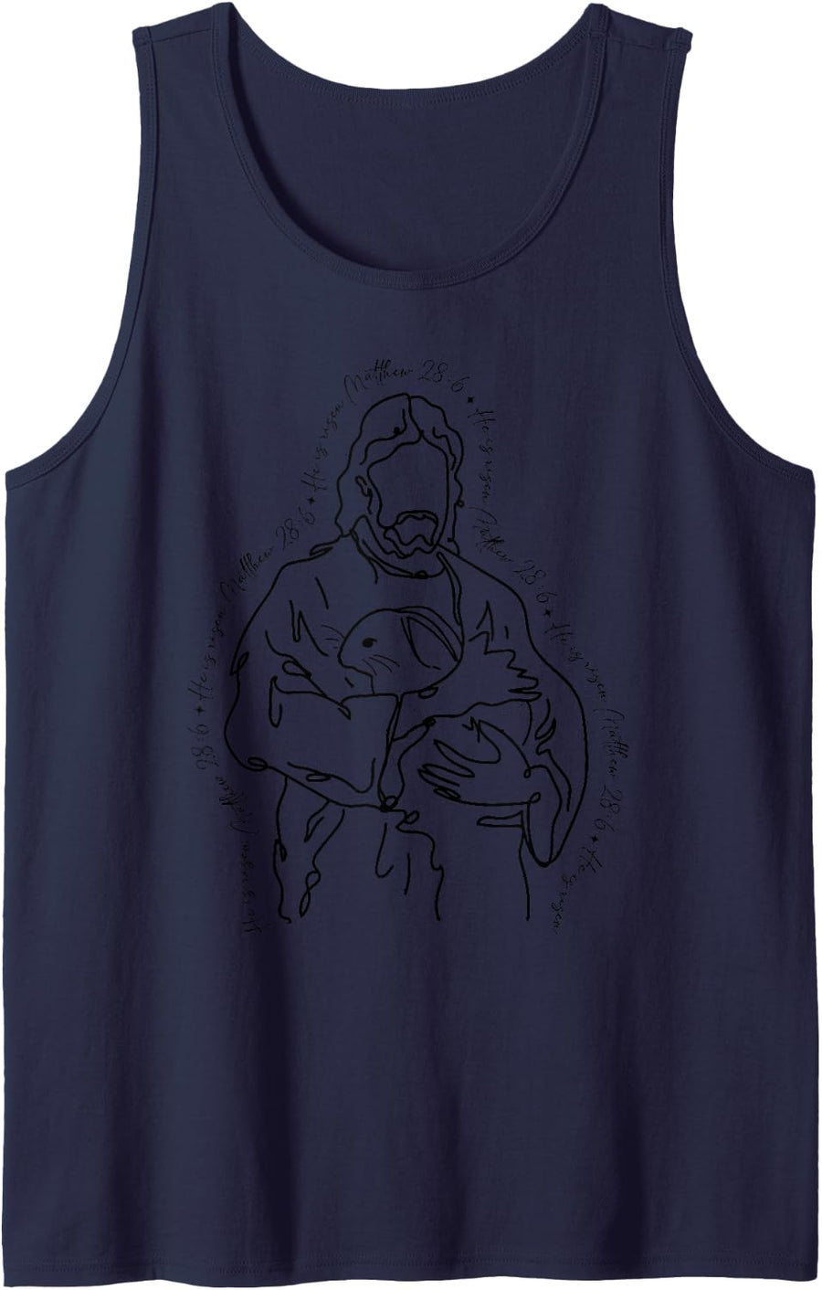 Easter Jesus Rabbit He is Risen Religious Christian Women Sleeveless Tank Top - Navy Blue