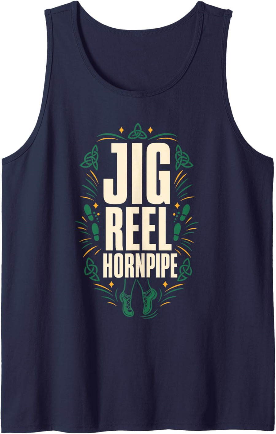 Jig Reel Hornpipe Irish Dance Celtic Dancing Sleeveless Tank Top - Navy Blue