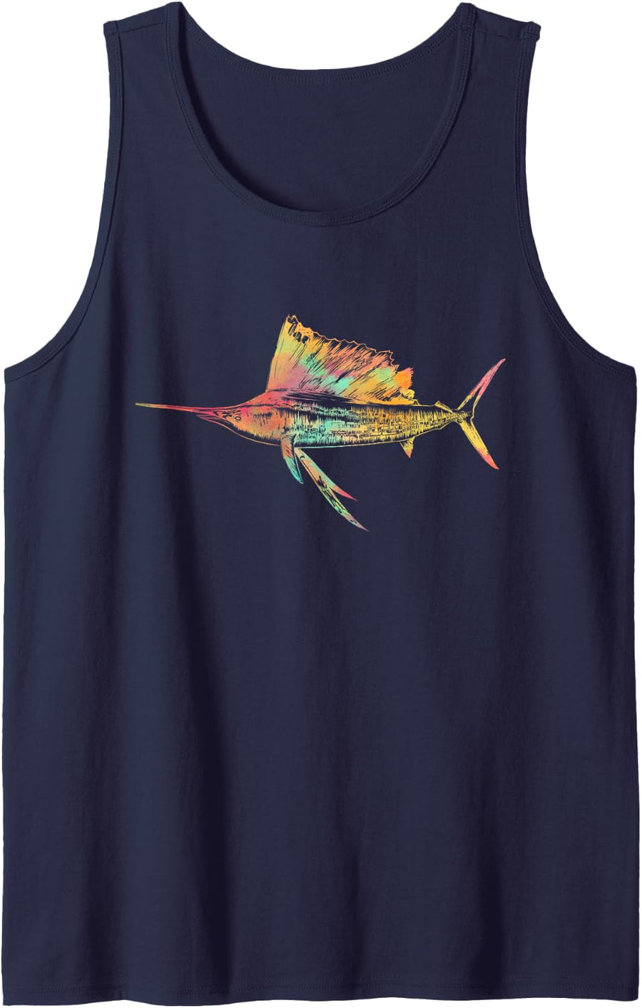 Fishing Gifts Men Women Colorful Style Sailfish Fisherman Tank Top - Navy Blue