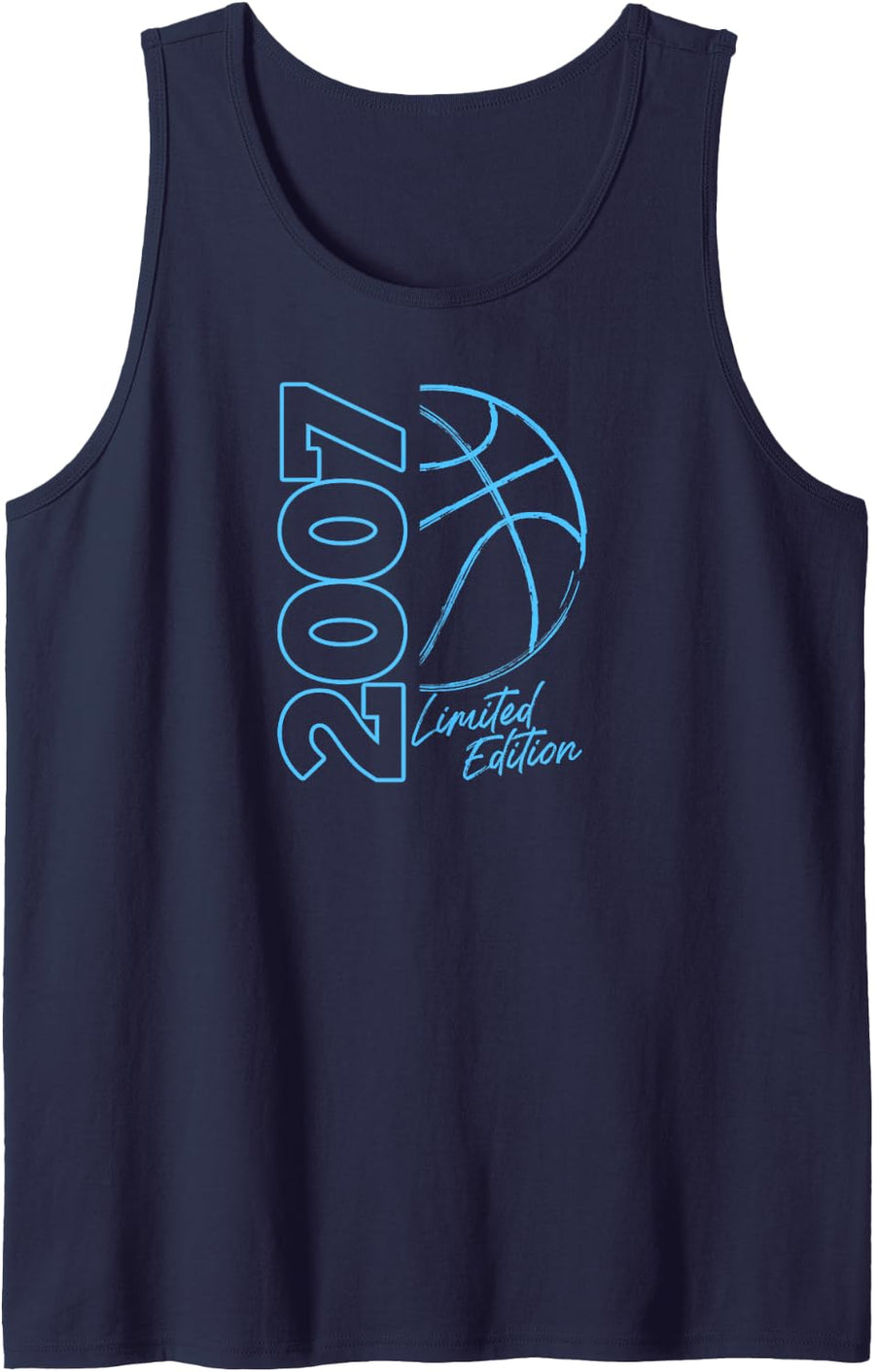 Retro 2007 Limited Edition 90s Style Basketball Birth Year Sleeveless Tank Top - Navy Blue