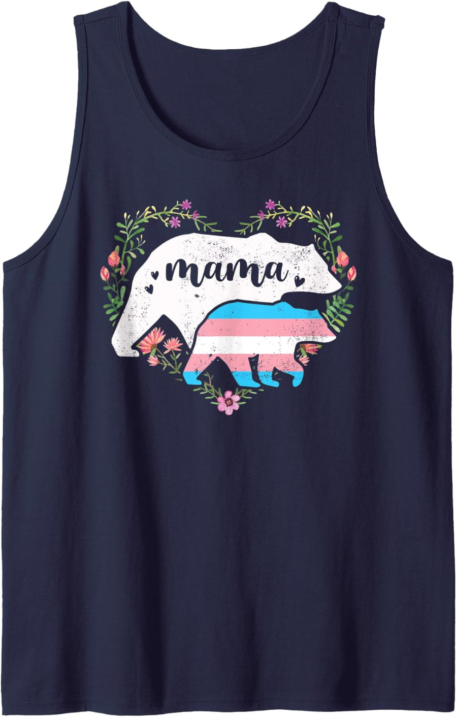 LGBTQ Mama Bear Transgender Flag Gay Equal Rights Trans Tank Top - Navy Blue