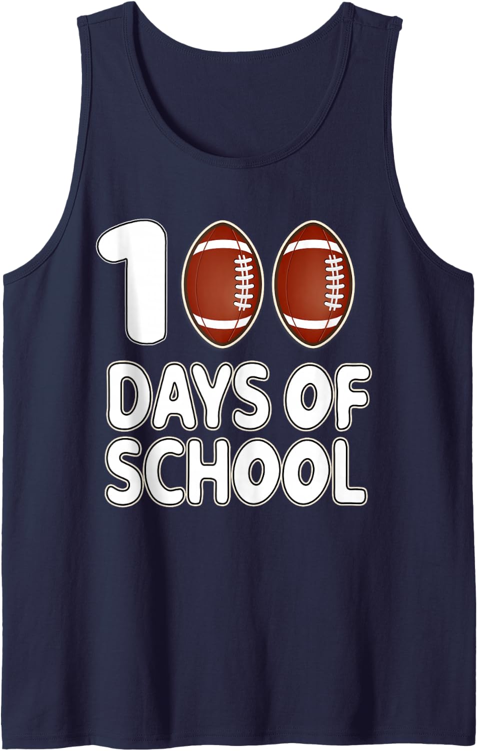 100 Days of School Football Shirt for Kids Boys 100th Day Sleeveless Tank Top - Navy Blue