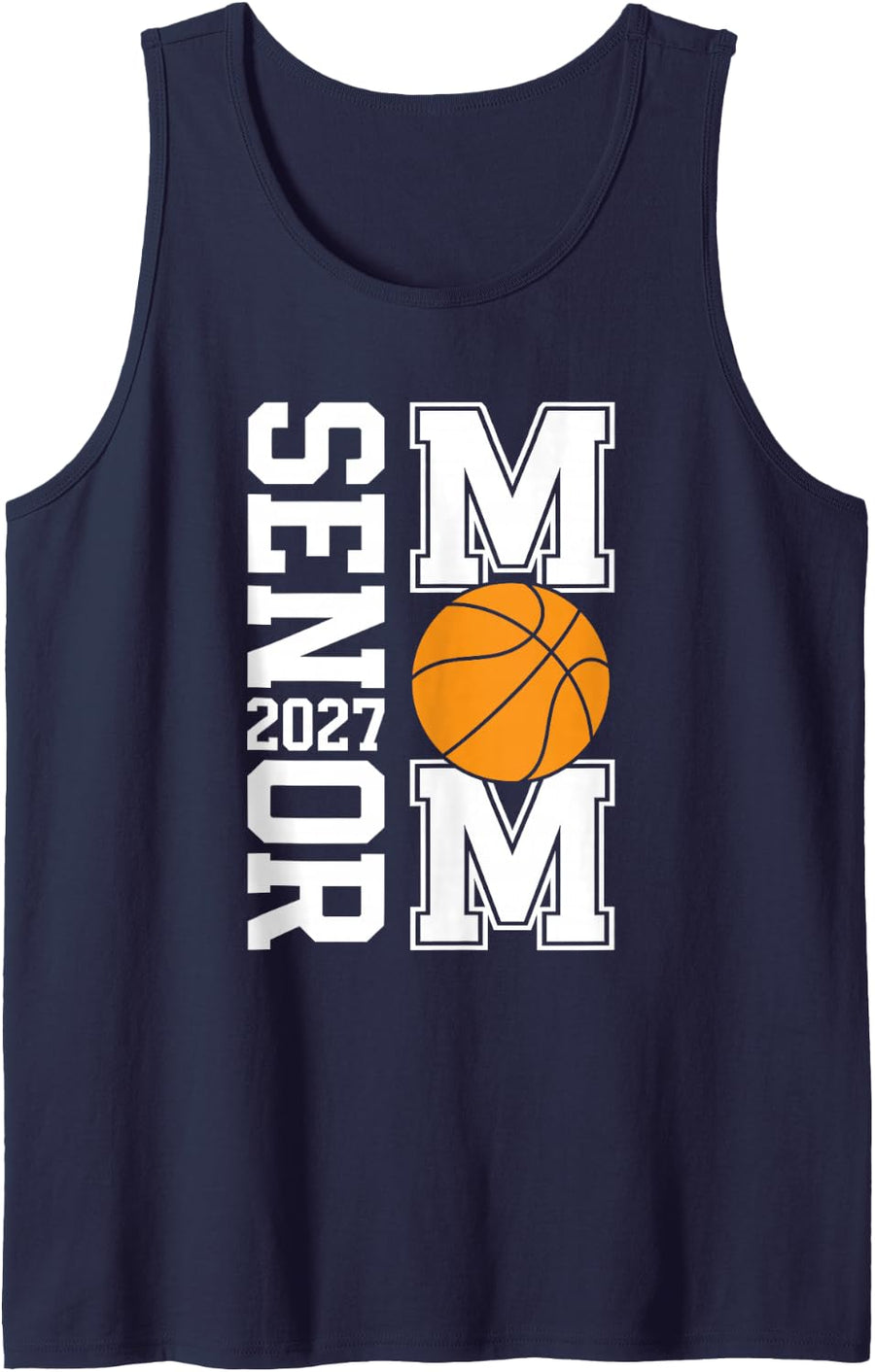 2027 Senior Basketball Team Mom of Basketball Player Sleeveless Tank Top - Navy Blue