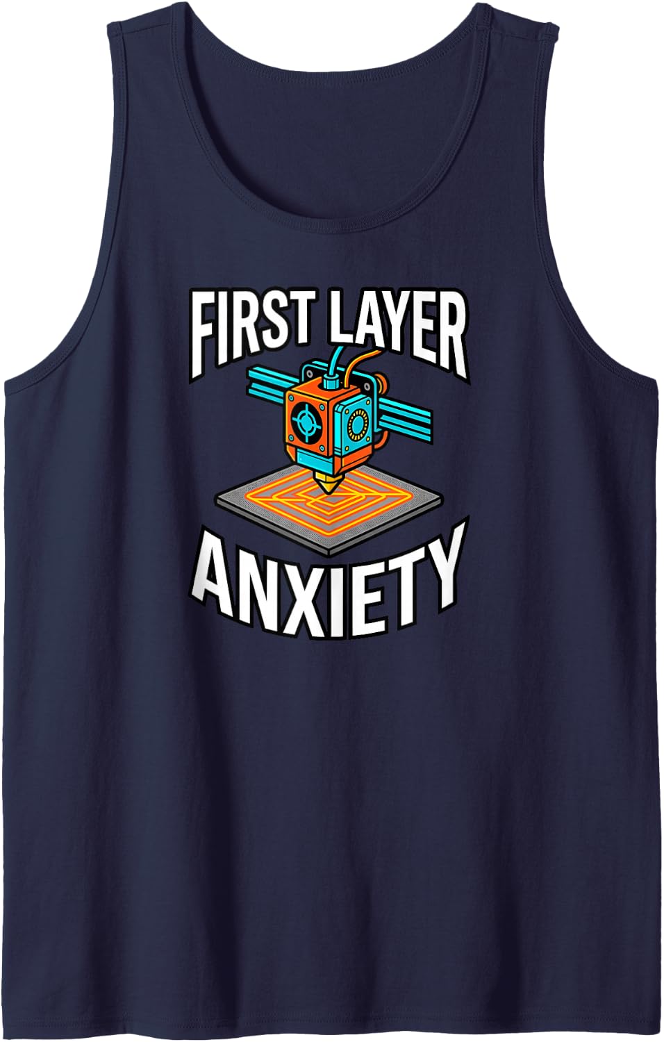 3D Printing First Layer Anxiety Maker Filament Sleeveless Tank Top - Navy Blue