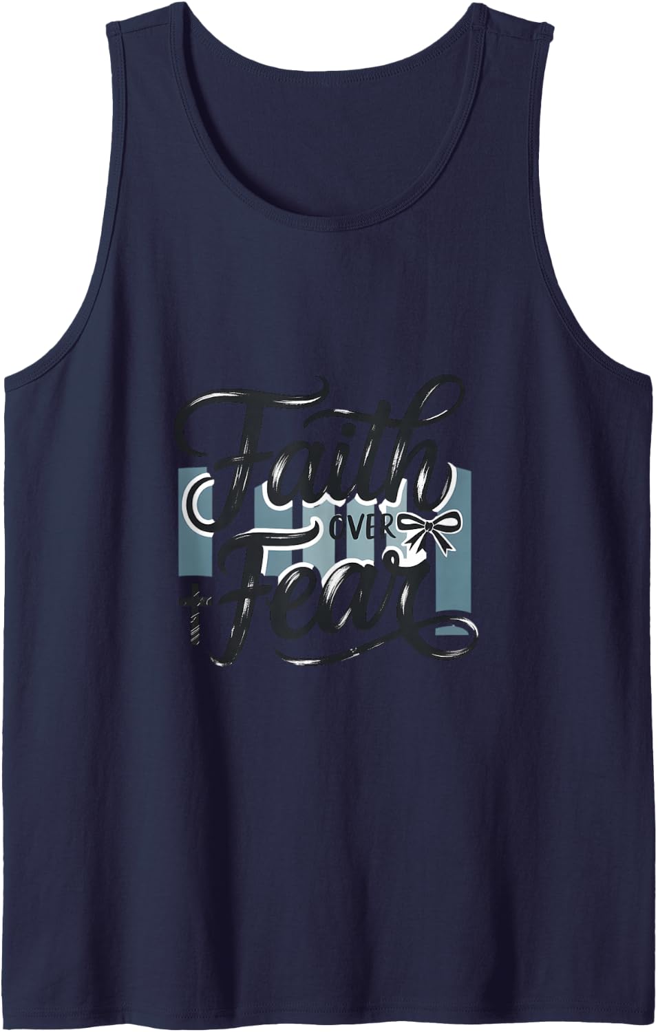 Faith Over Fear Jesus Christian Christianity Bible Gift Sleeveless Tank Top - Navy Blue