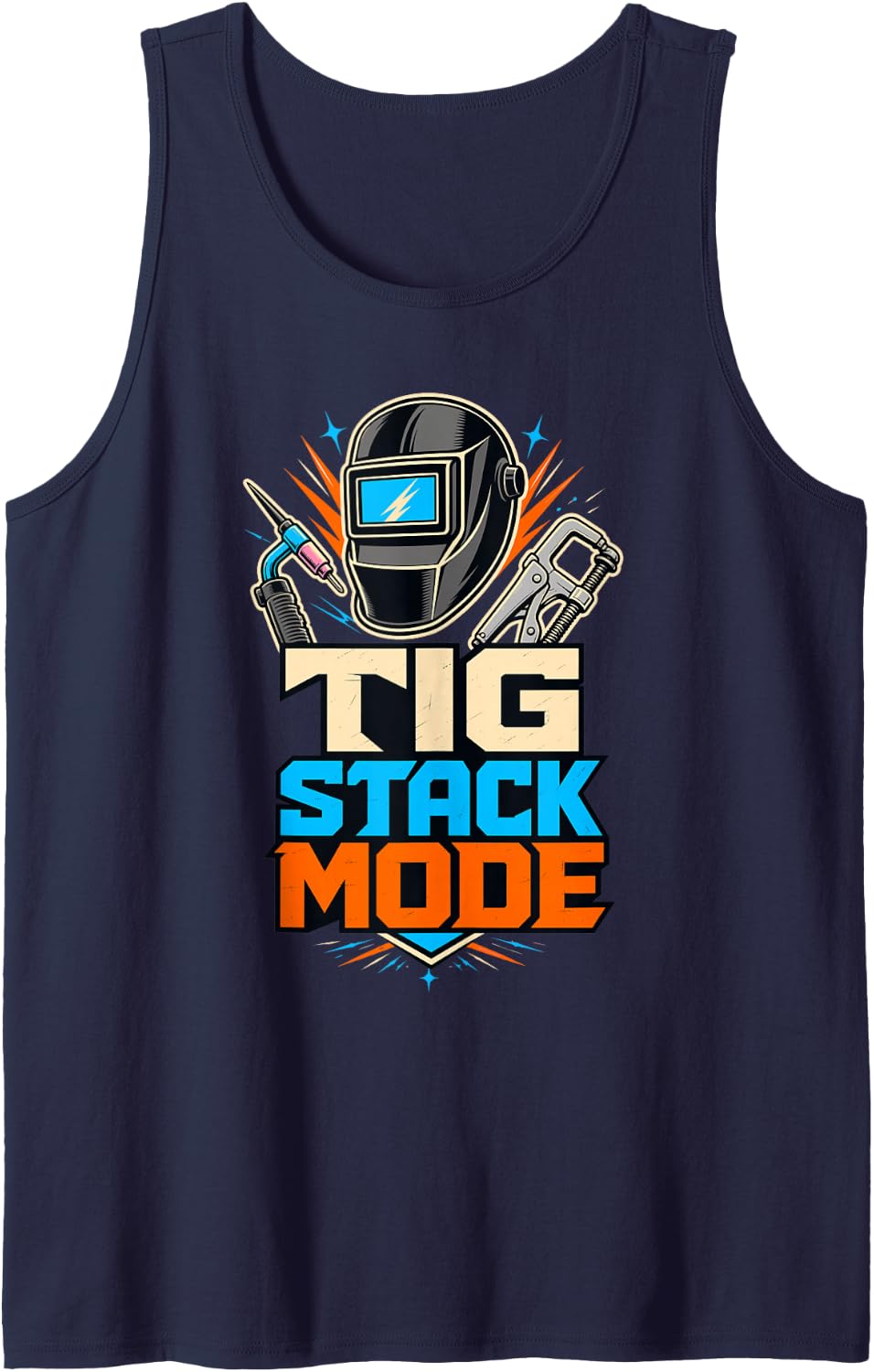 TIG Stack Mode Welder Work Tank Top - Navy Blue