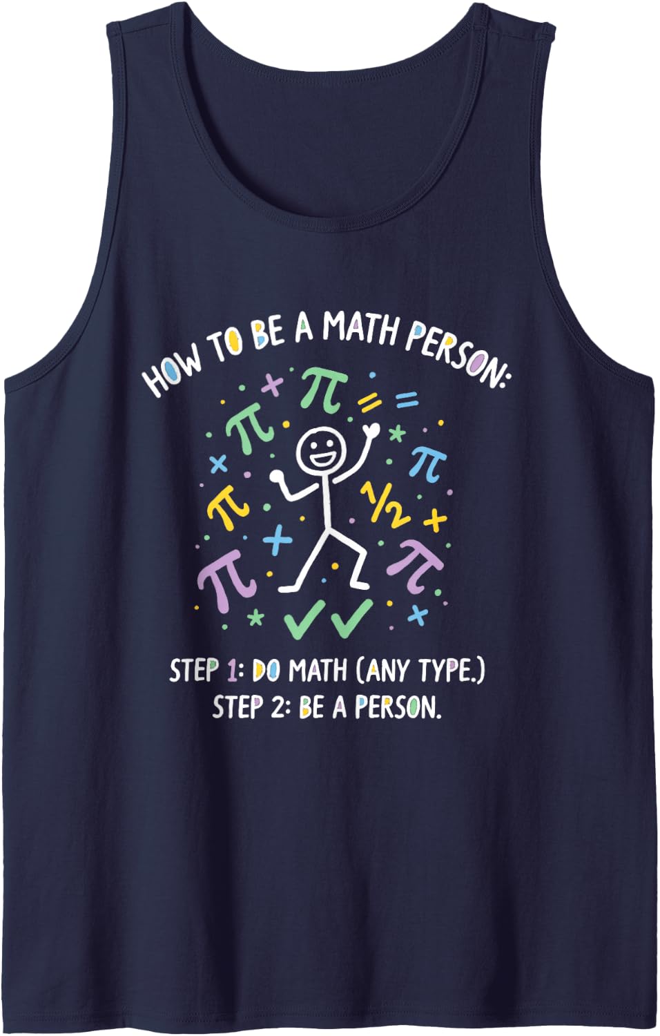 How to Be a Math Person Teacher Lover Cartoon Funny Sleeveless Tank Top - Navy Blue