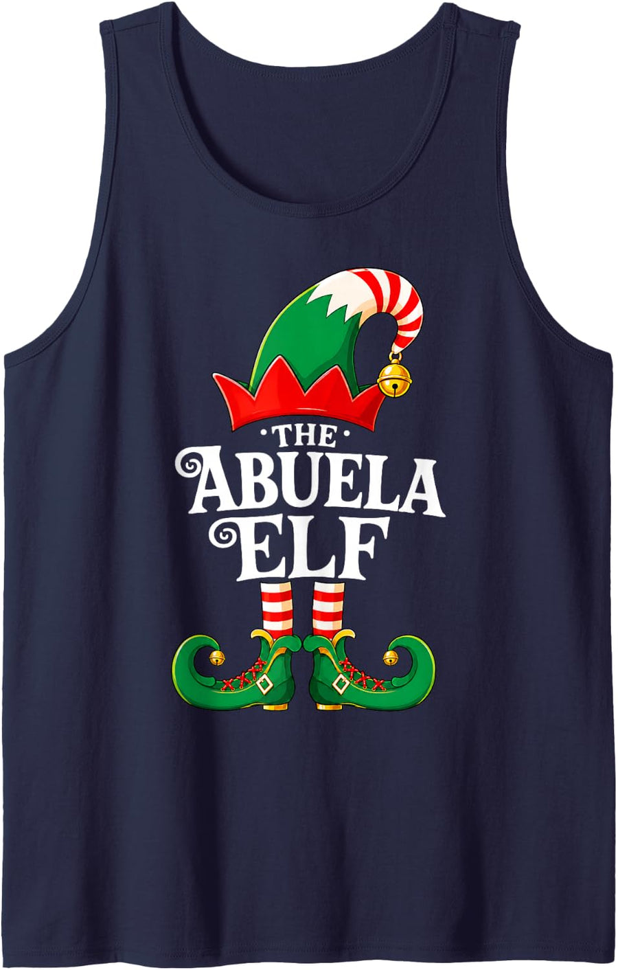 Abuela Elf Christmas Matching Family Elf Squad Xmas Pajama Tank Top - Navy Blue