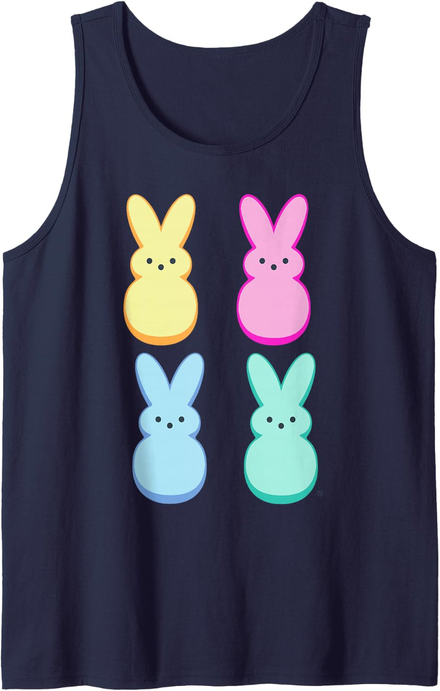 Peeps Easter Colorful Sugary Bunnies Squad Tank Top - Navy Blue
