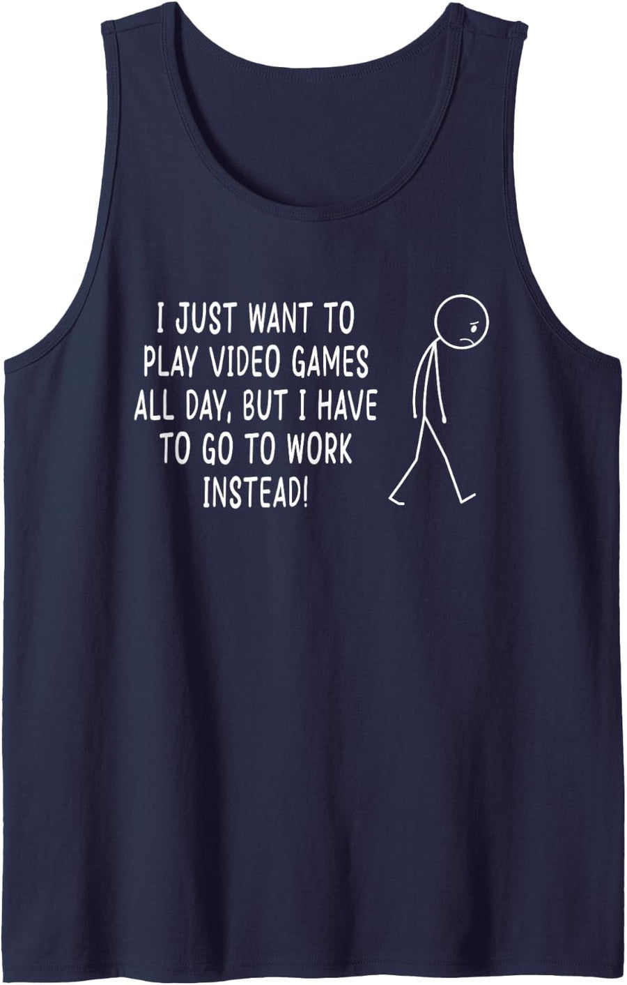 Funny Gamer Work Humor Play Video Games All Day Gaming Life Sleeveless Tank Top - Navy Blue