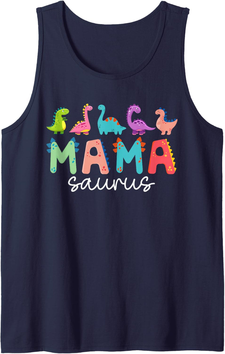 Mamasaurus T Rex Dinosaur Mama Saurus Mother's Day Mommy Tank Top - Navy Blue