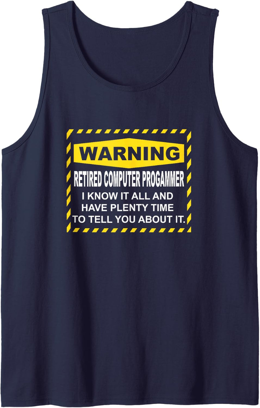 Warning Retired Computer Programmer Sleeveless Tank Top - Navy Blue