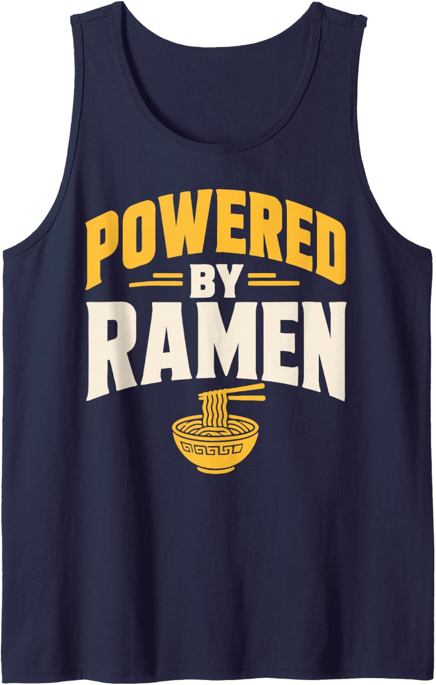 Ramen Lover Powered By Japanese Noodles Sleeveless Tank Top - Navy Blue