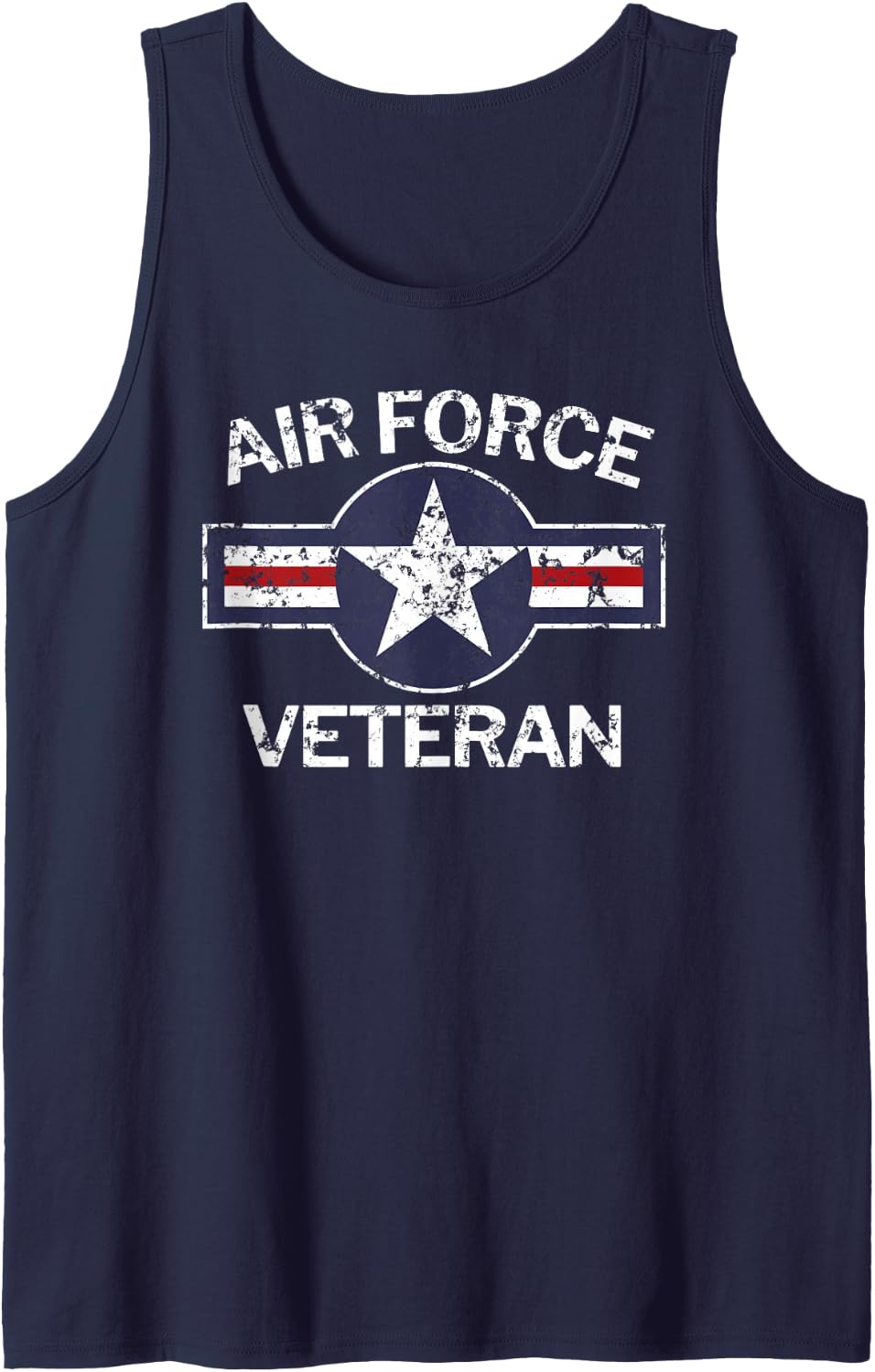 Air Force Veteran with Vintage Roundel Grunge Tank Top - Navy Blue